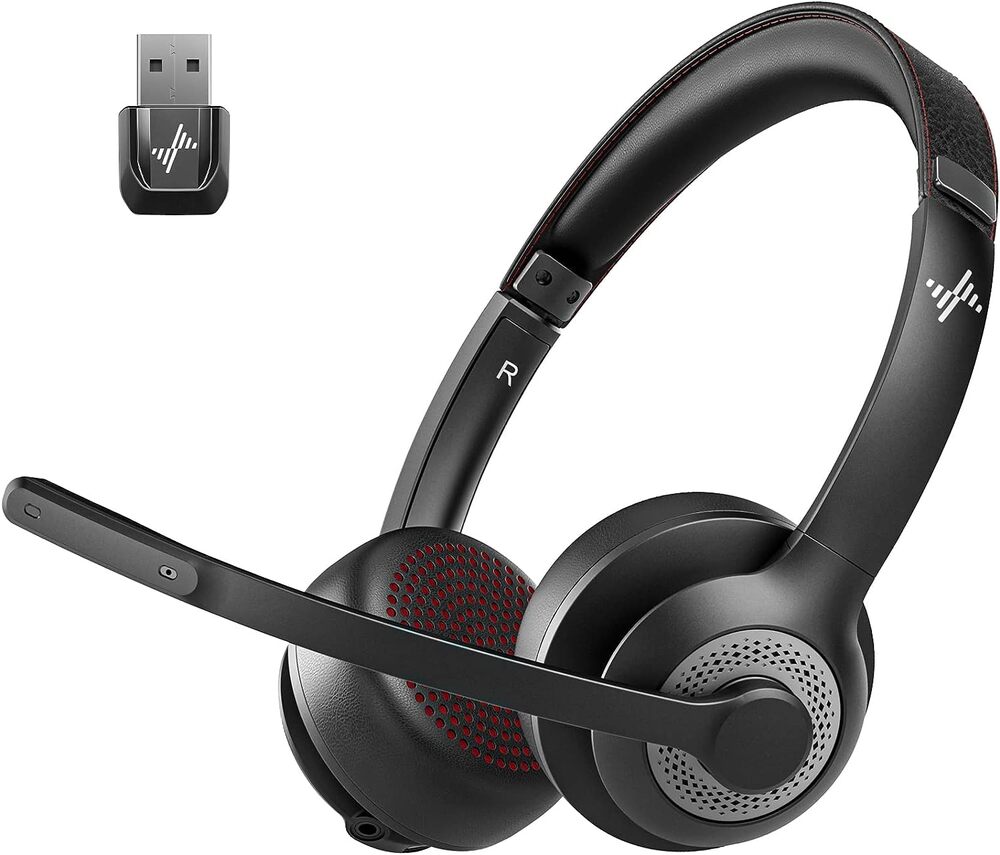 JIAMQISHI Wireless Headset with Mic for Work, Bluetooth V5.2 Headphones Noise